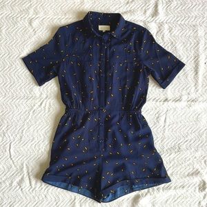 MELLODAY Navy Blue Patterned Romper